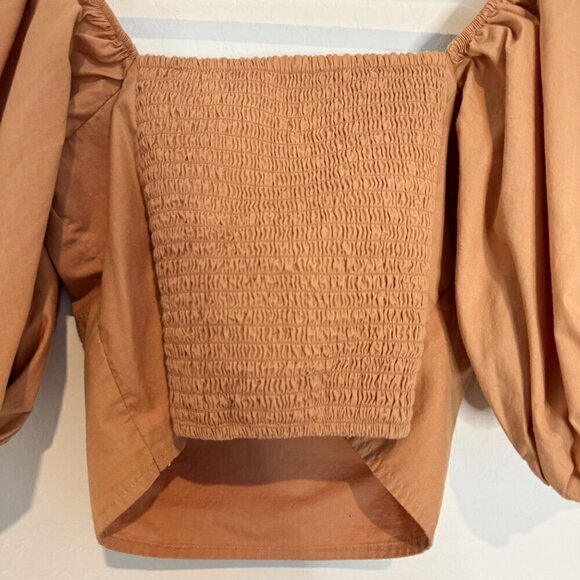 Abercrombie O-Ring Puff Sleeve Sweetheart Neck Smocked Cropped Blouse Top Small - Picture 8 of 10